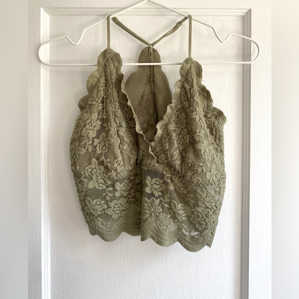 Olive Lace Racerback Bralette – Wishlist, Size Large